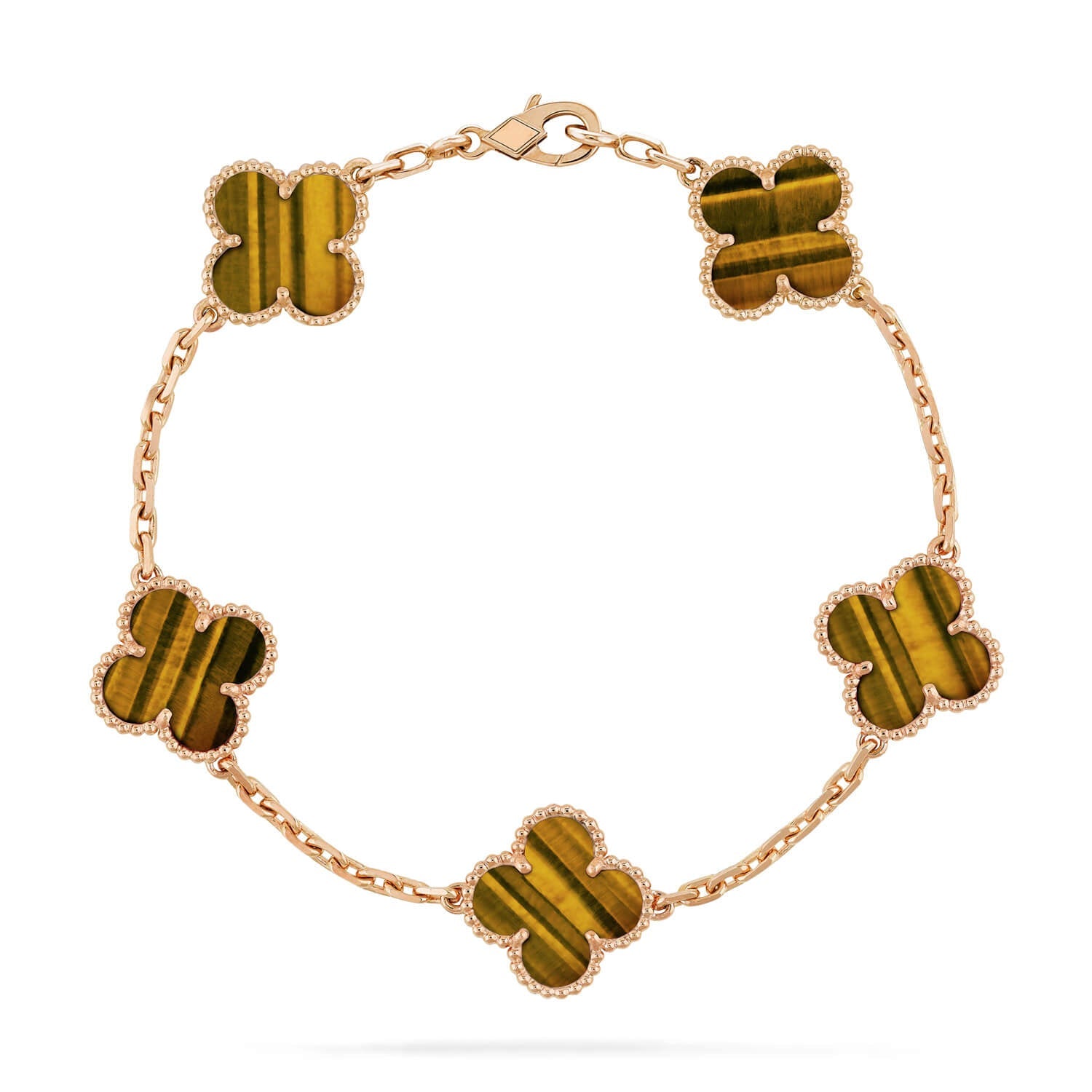 [Glow Jewelry] CLOVER 5 MOTIFS TIGER EYE BRACELET COLLECTION