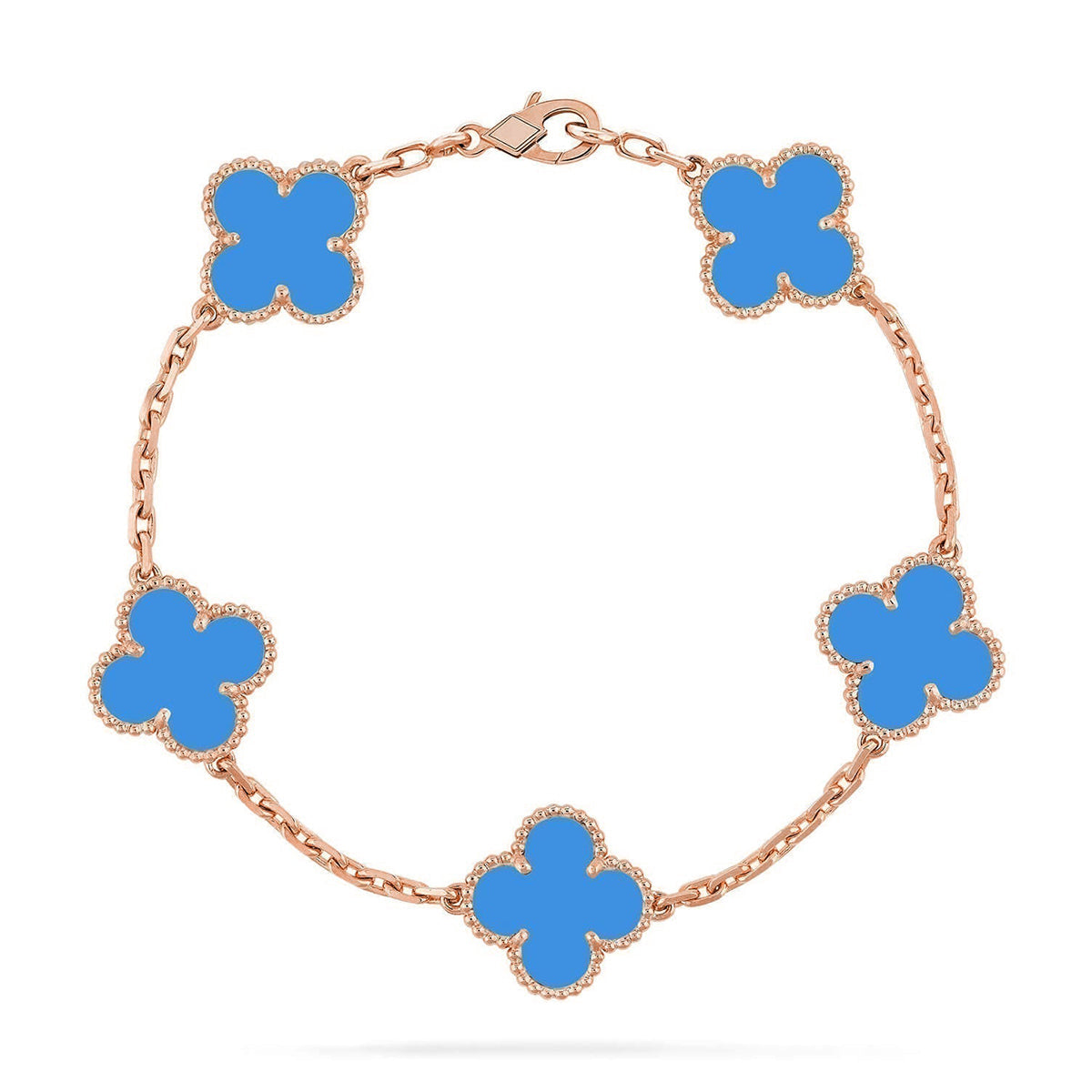 [Glow Jewelry] CLOVER 5 MOTIF BLUE AGATE BRACELET COLLECTION