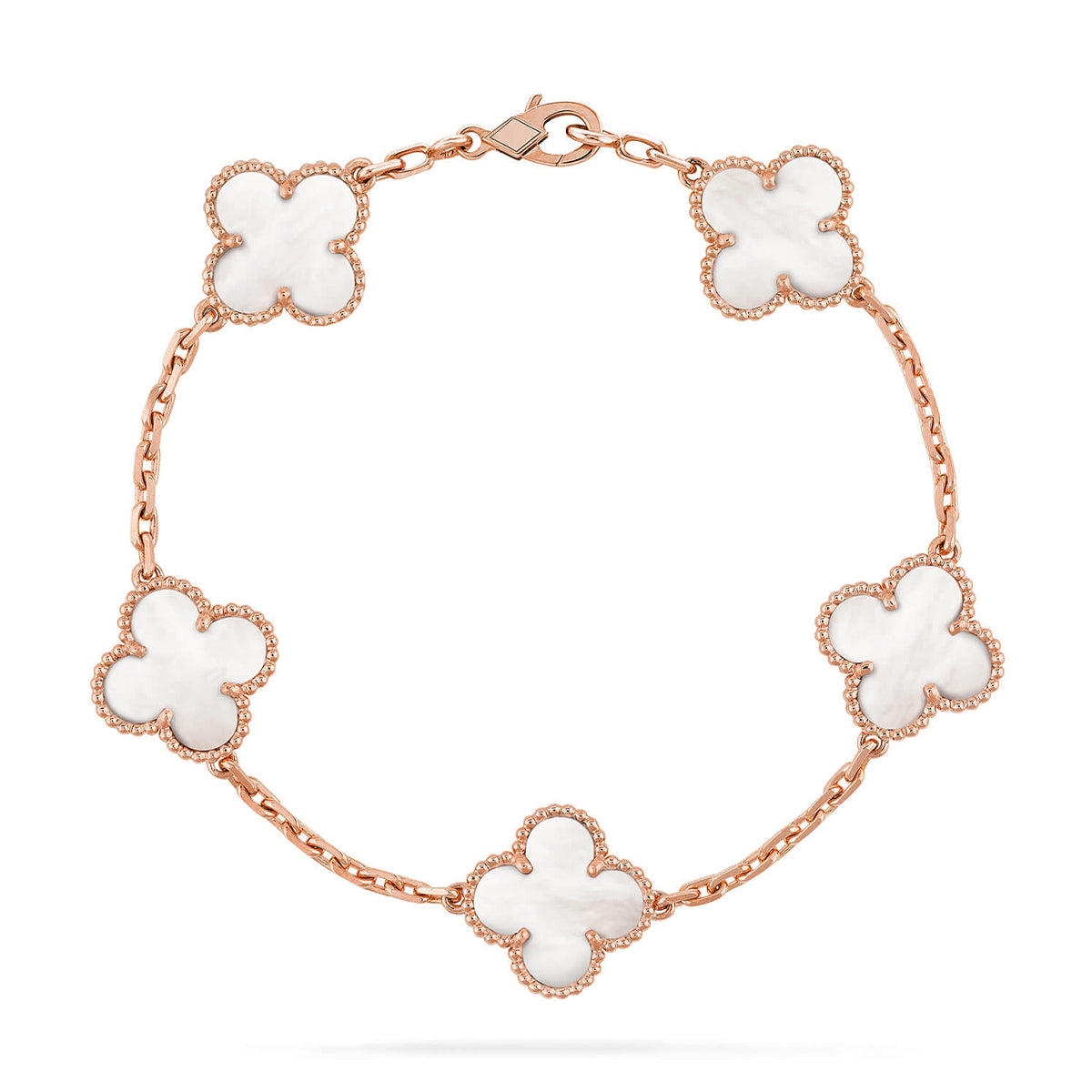[Glow Jewelry]CLOVER WHITE PEARL MOP 5 MOTIF BRACELET COLLECTION