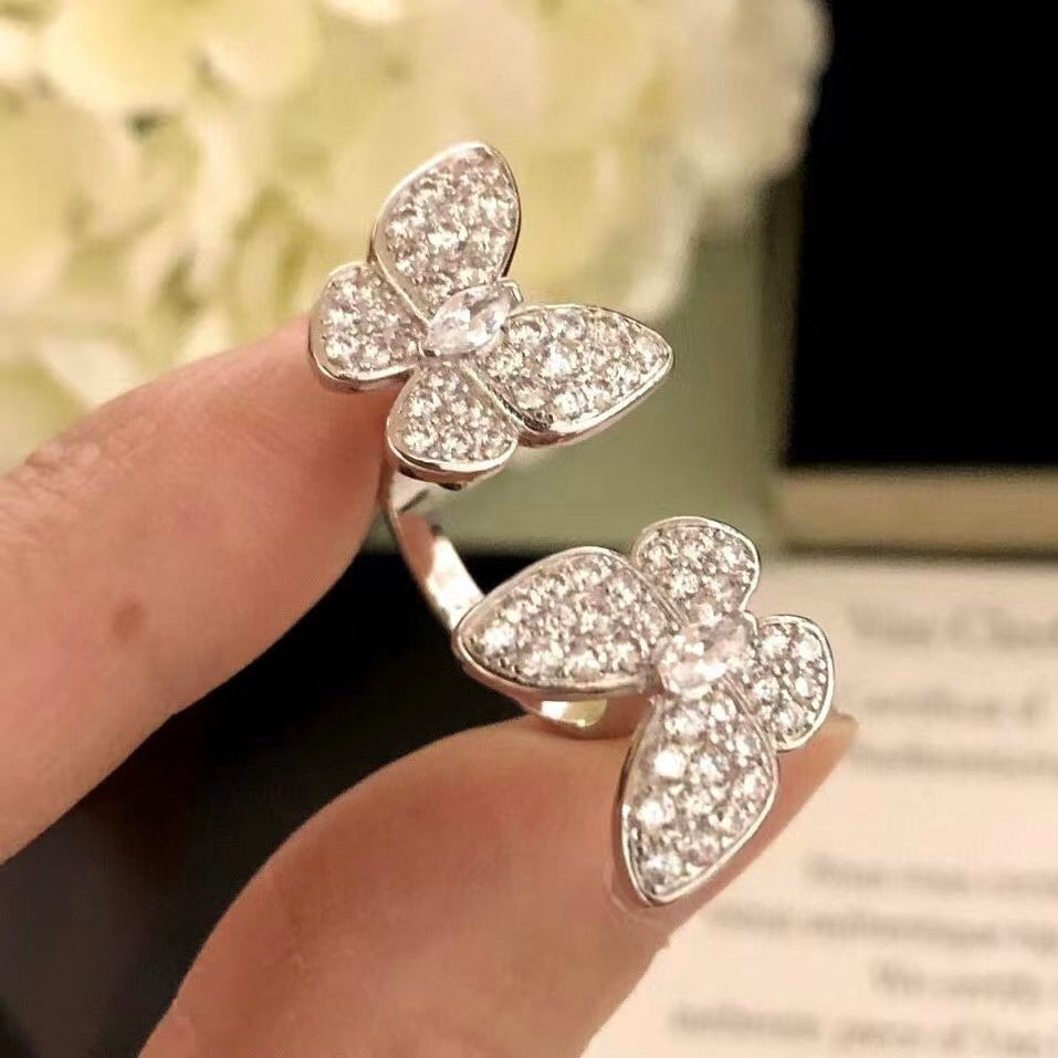 ¡®Glow¡¯TWIN SILVER BUTTERFLY DIAMOND RING