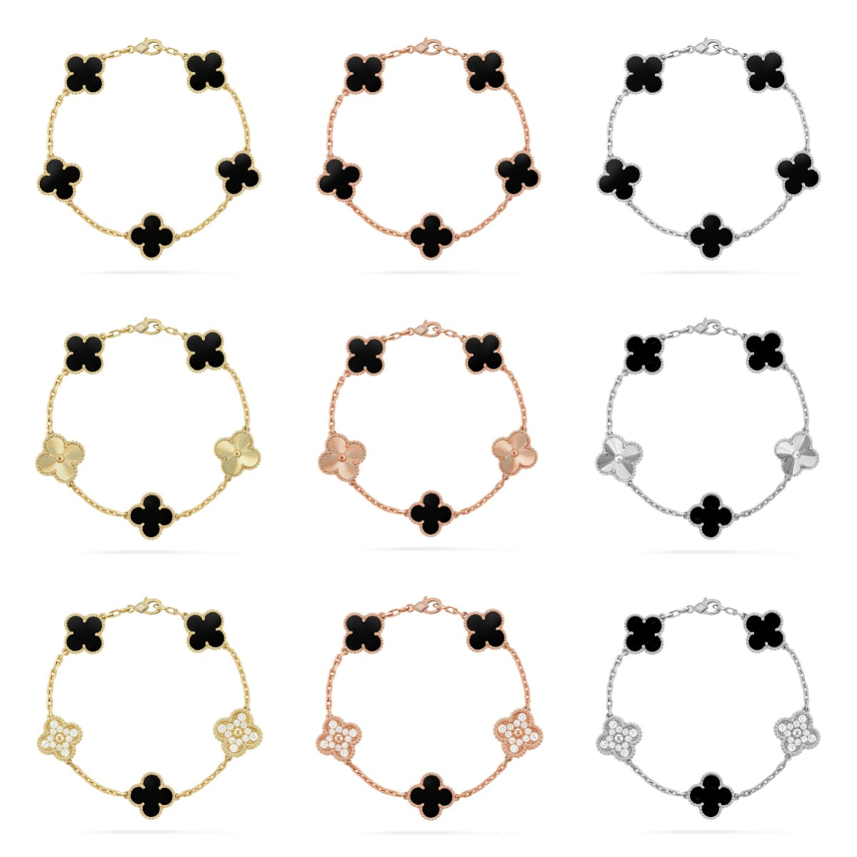 [Glow]New  CLOVER 5 MOTIF ONYXS BRACELET COLLECTION