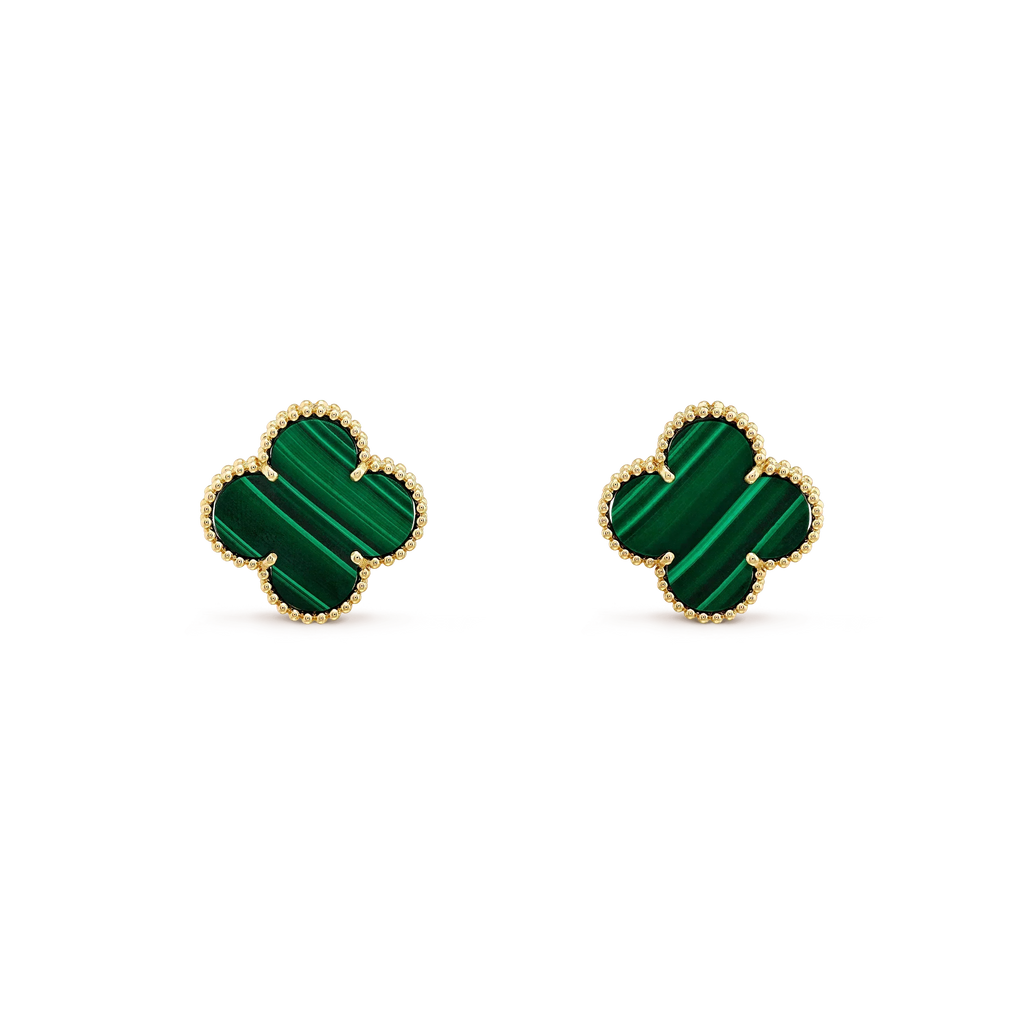 ¡®Glow¡¯CLOVER MINI 9.5MM MALACHITE  EARRINGS