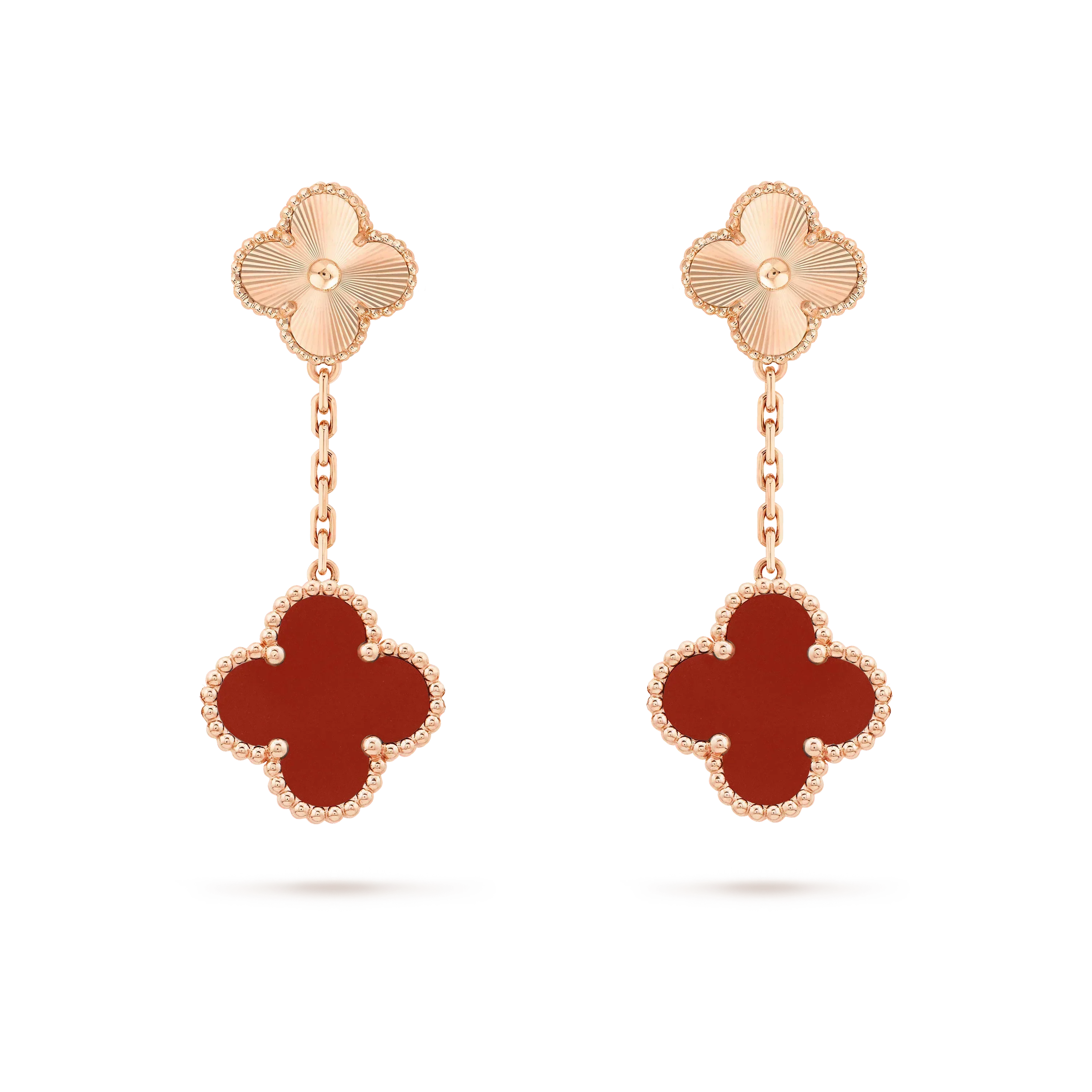 ¡®Glow¡¯CLOVER 2 MOTIF  LASER CARNELIAN EARRINGS