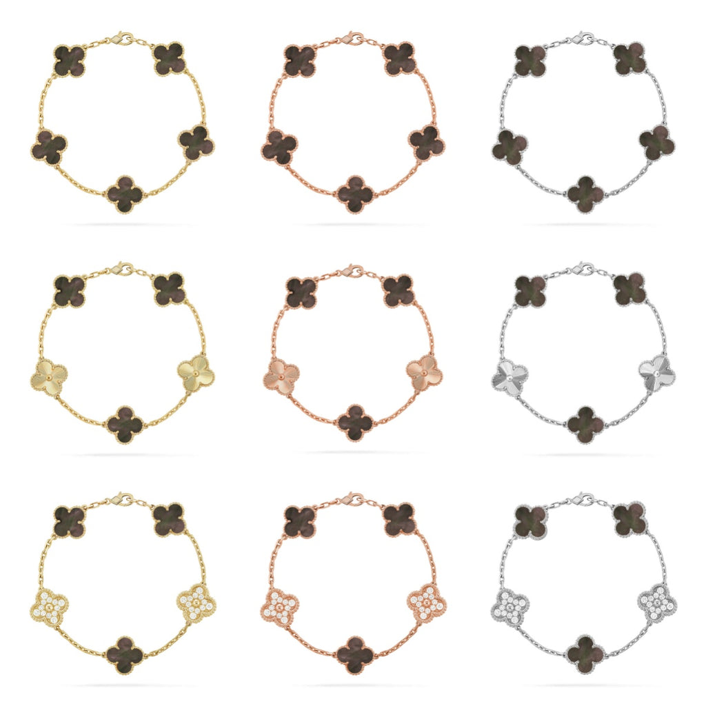 [Glow]New  CLOVER 5 MOTIF GRAY MOP BRACELET COLLECTION