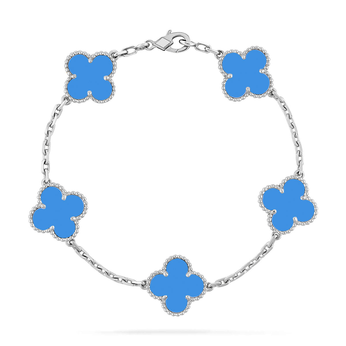 [Glow]New  CLOVER 5 MOTIF BLUE AGATE BRACELET COLLECTION
