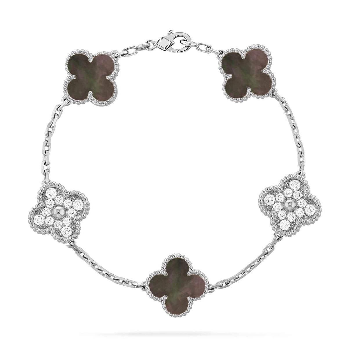 [Glow]New  CLOVER 5 MOTIF GRAY MOP BRACELET COLLECTION
