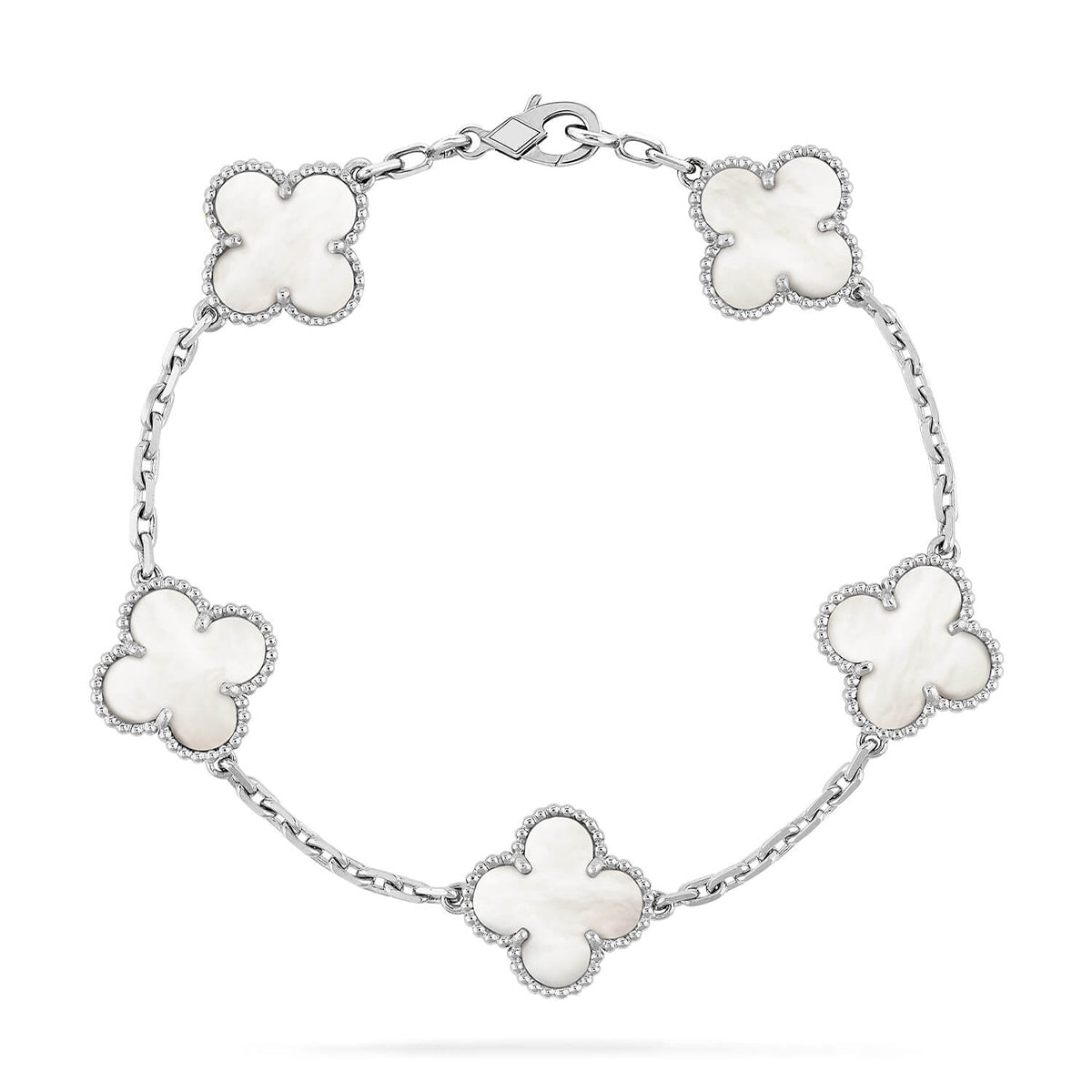 [Glow Jewelry]CLOVER WHITE PEARL MOP 5 MOTIF BRACELET COLLECTION