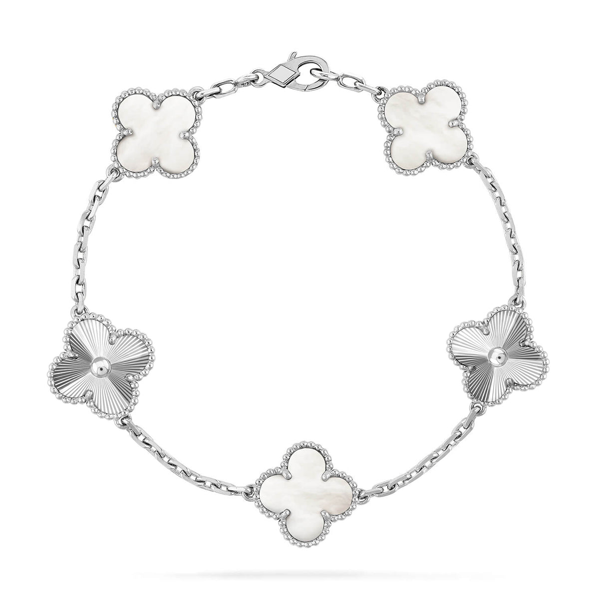 [Glow Jewelry]CLOVER WHITE PEARL MOP 5 MOTIF BRACELET COLLECTION