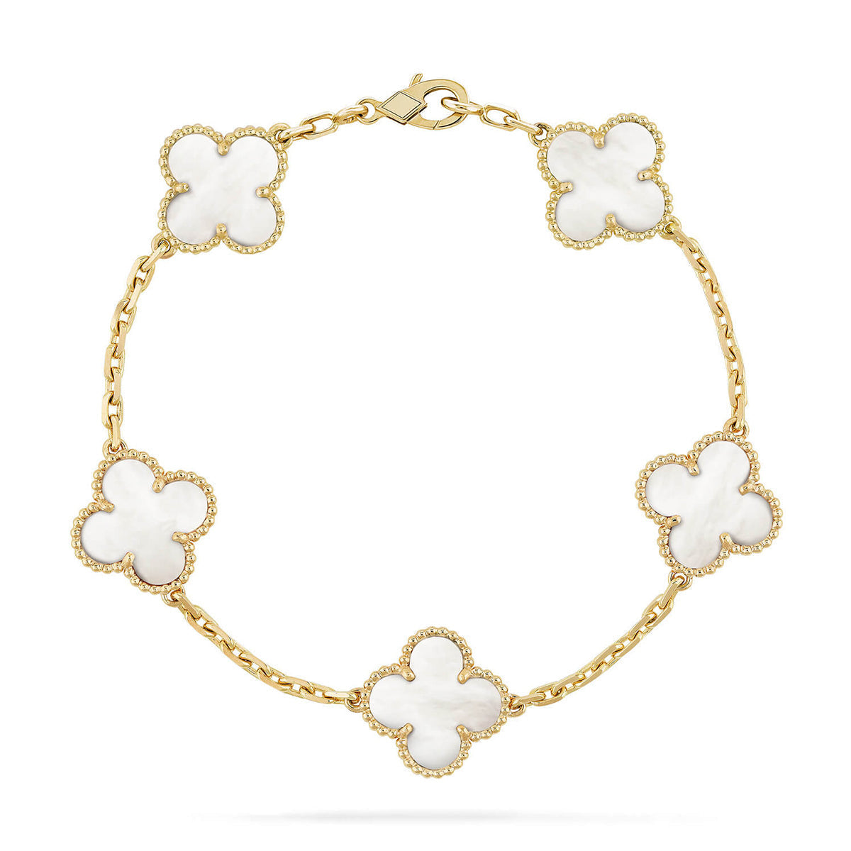 [Glow]New CLOVER WHITE PEARL MOP 5 MOTIF BRACELET COLLECTION