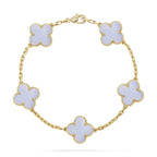 [Glow Jewelry] CLOVER 5 MOTIF PURPLE CHALCEDONY BRACELET COLLECTION