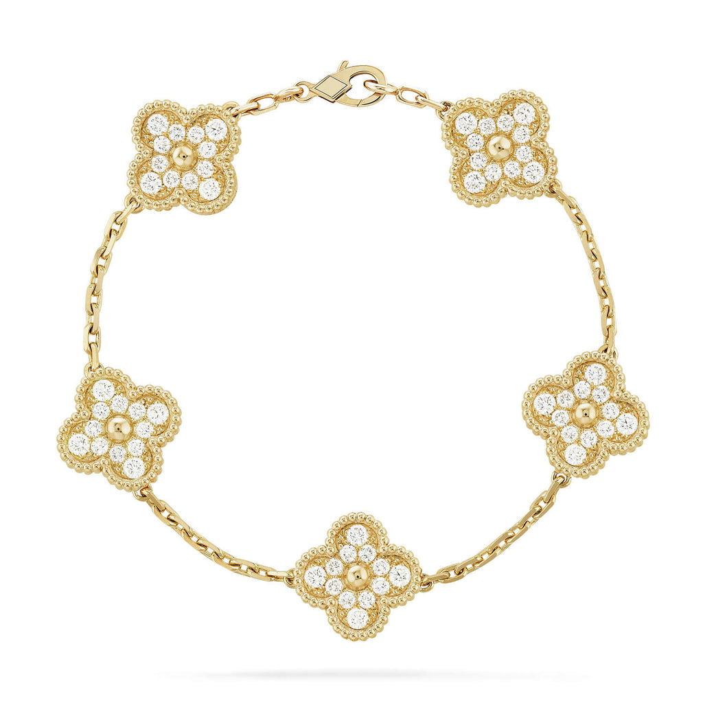 [Glow]New  CLOVER 5 MOTIF FULL DIAMOND BRACELET COLLECTION