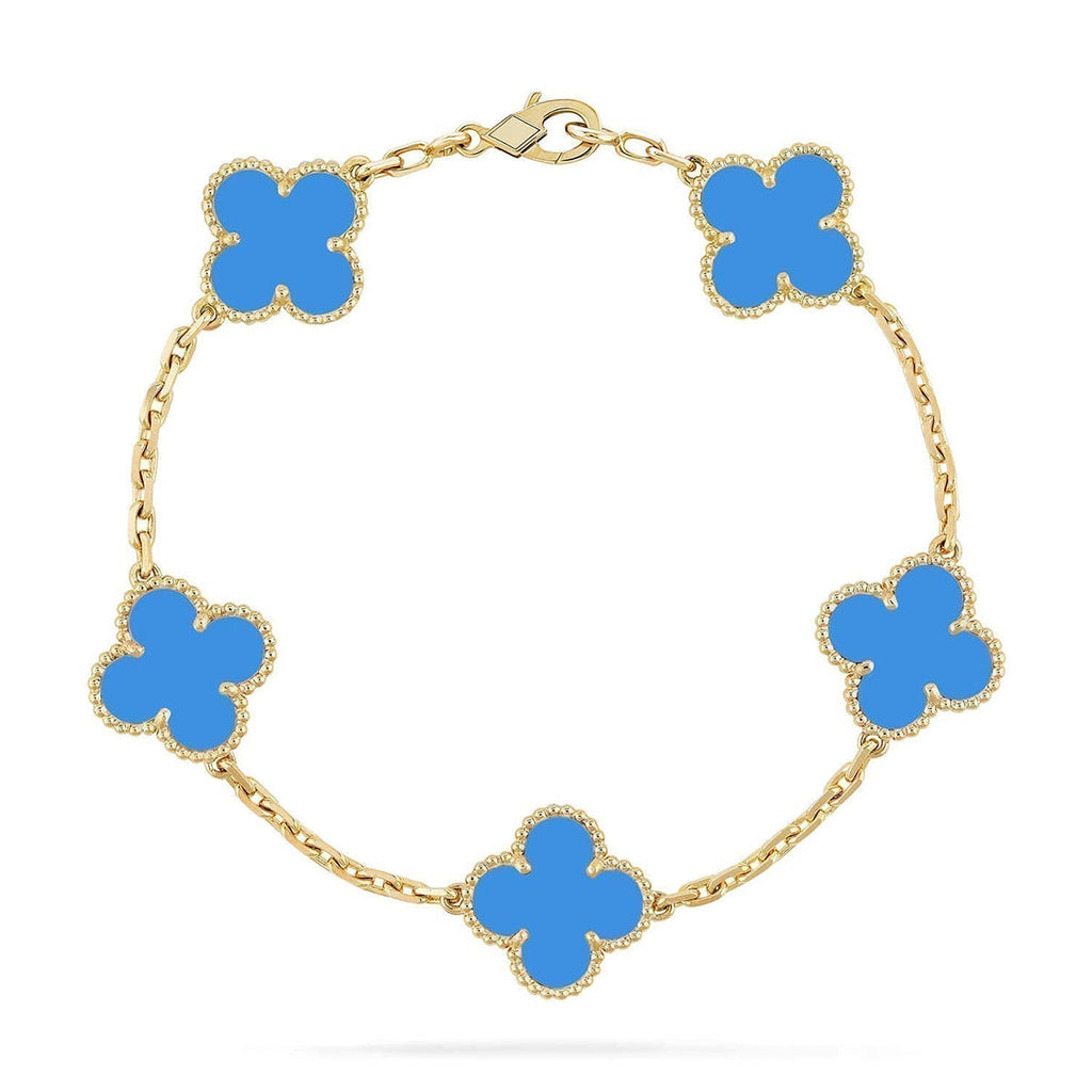 [Glow Jewelry] CLOVER 5 MOTIF BLUE AGATE BRACELET COLLECTION