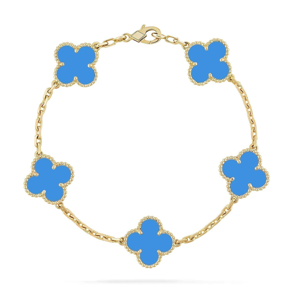 [Glow Jewelry] CLOVER 5 MOTIF BLUE AGATE BRACELET COLLECTION