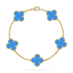 [Glow]New  CLOVER 5 MOTIF BLUE AGATE BRACELET COLLECTION
