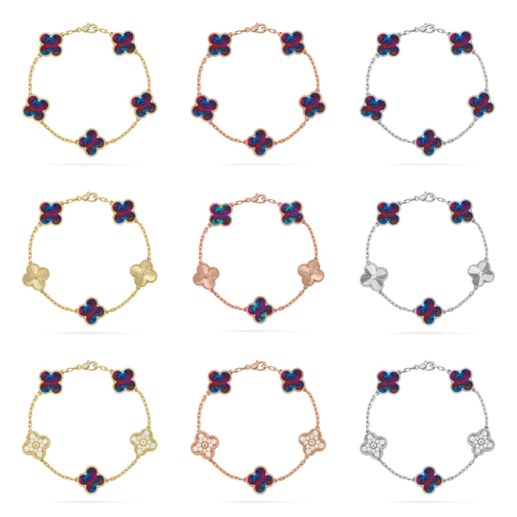 [Glow]New CLOVER 5 MOTIF COLOR GEMSTONES BRACELET COLLECTION