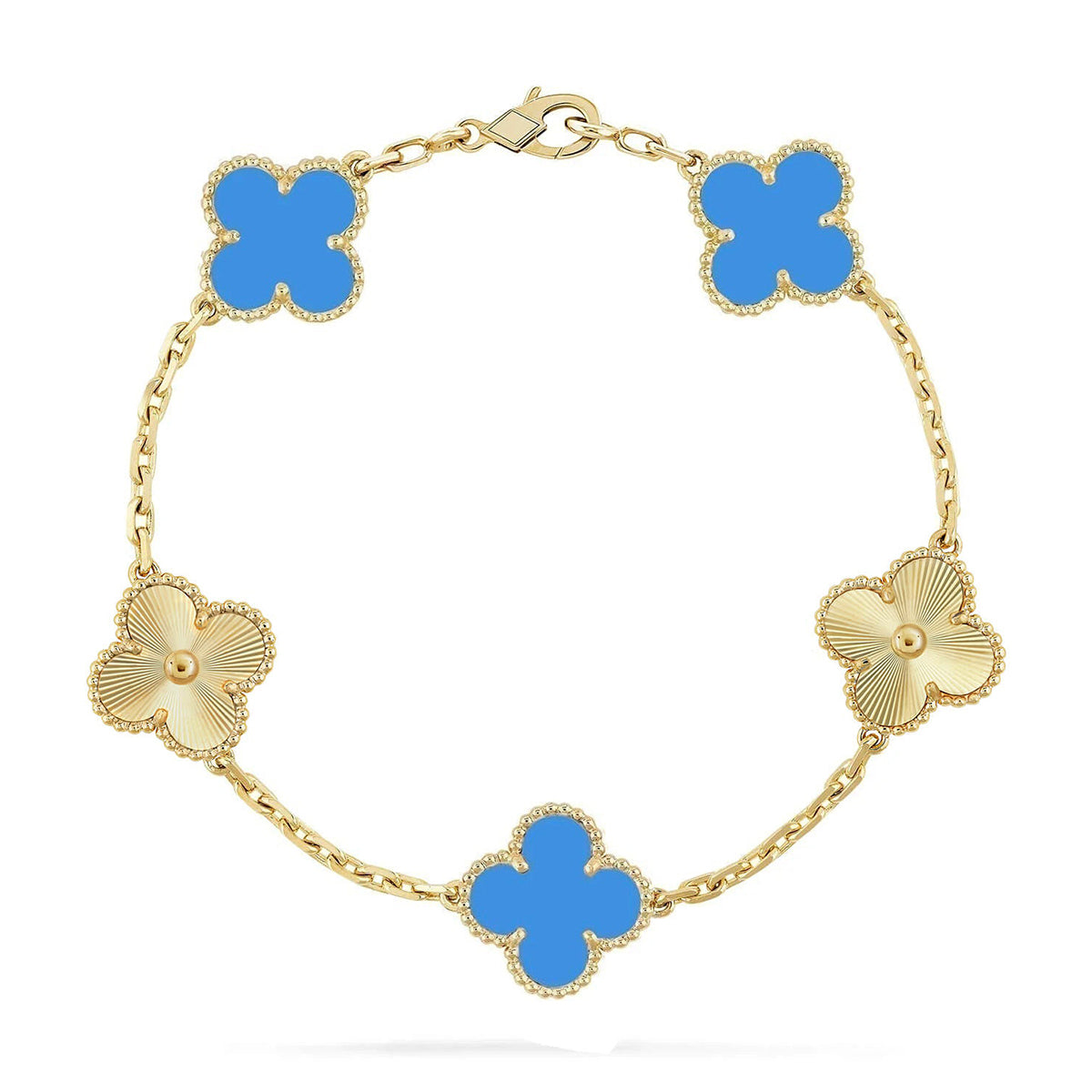 [Glow Jewelry] CLOVER 5 MOTIF BLUE AGATE BRACELET COLLECTION