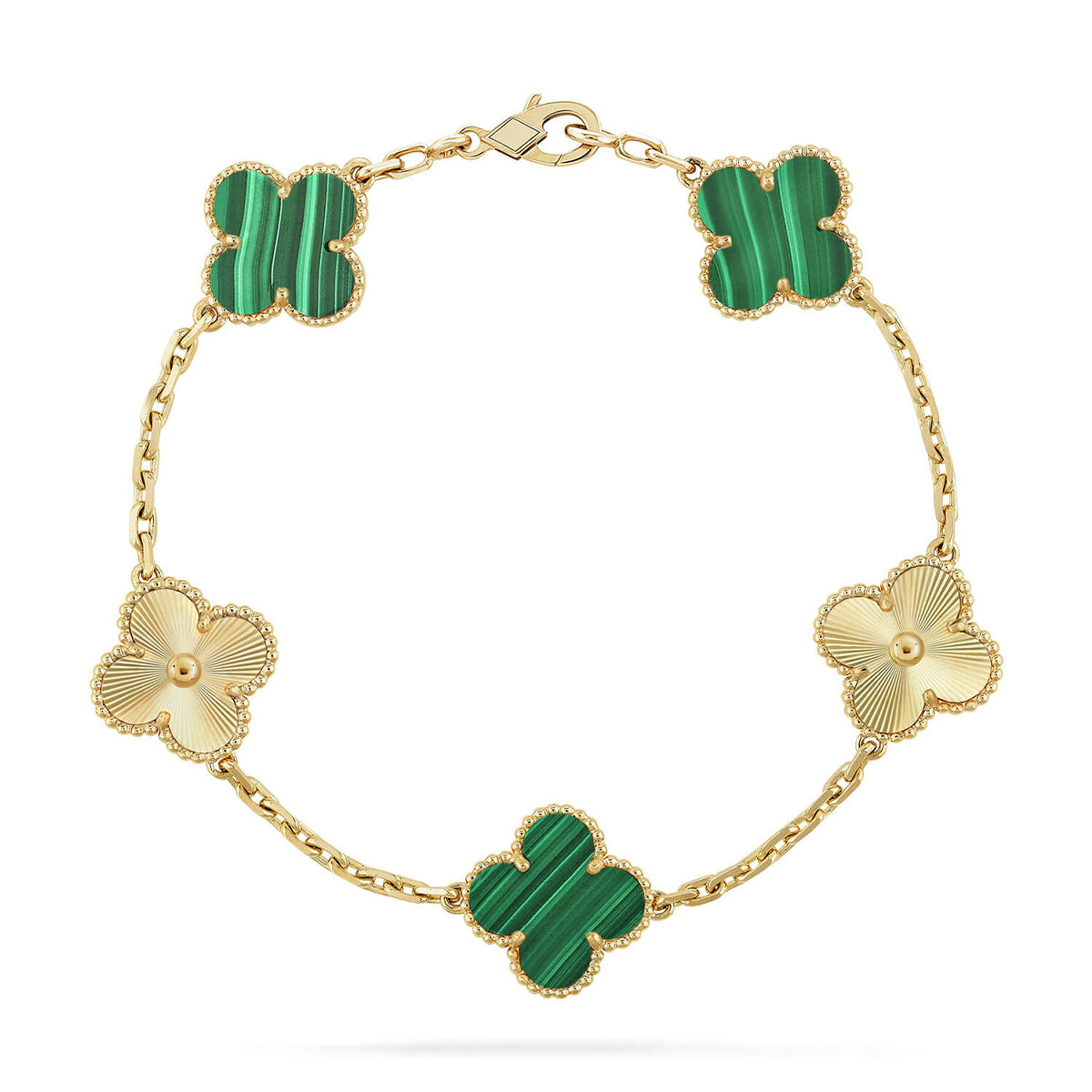 [Glow Jewelry] CLOVER 5 MOTIF MALACHITE BRACELET COLLECTION