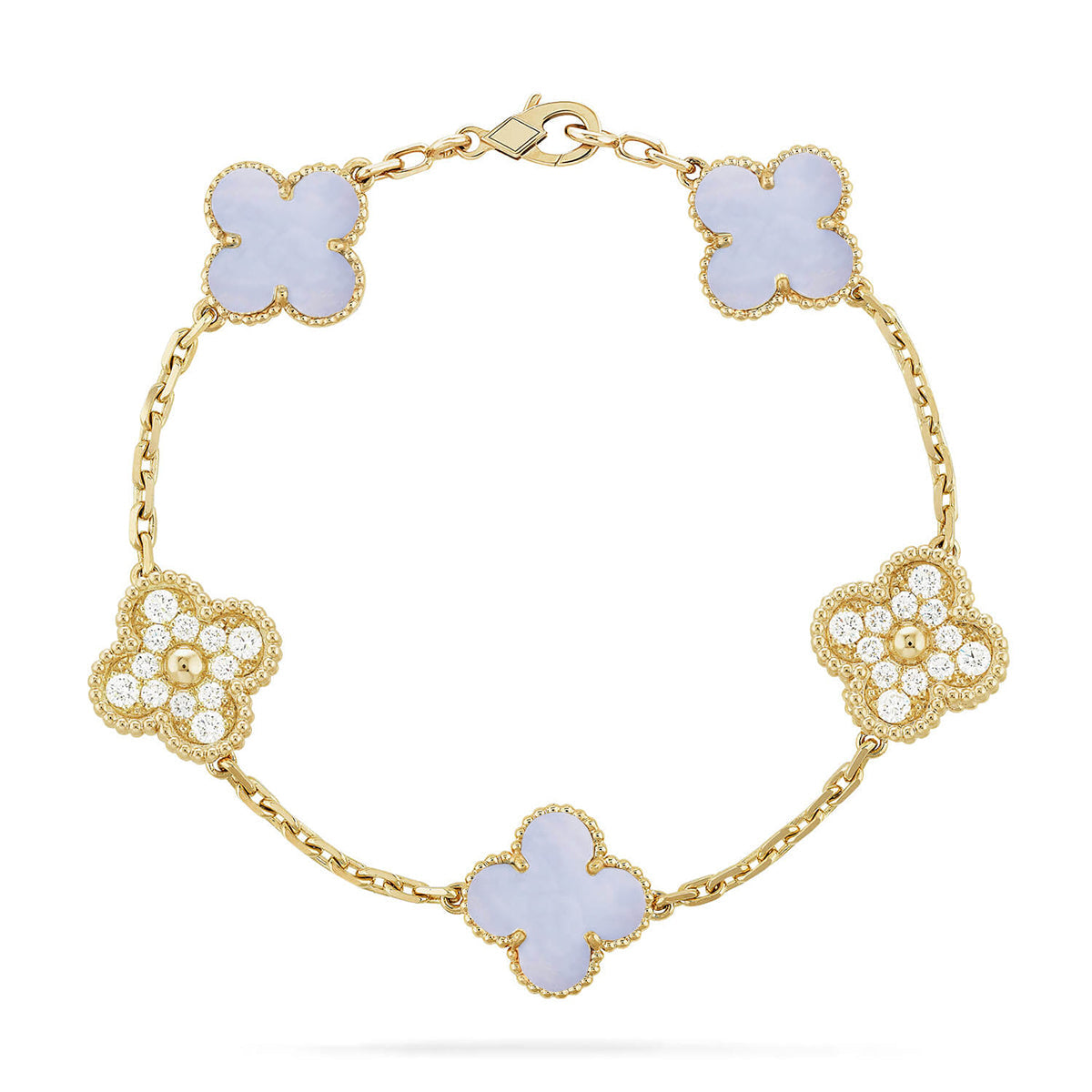 [Glow Jewelry] CLOVER 5 MOTIF PURPLE CHALCEDONY BRACELET COLLECTION
