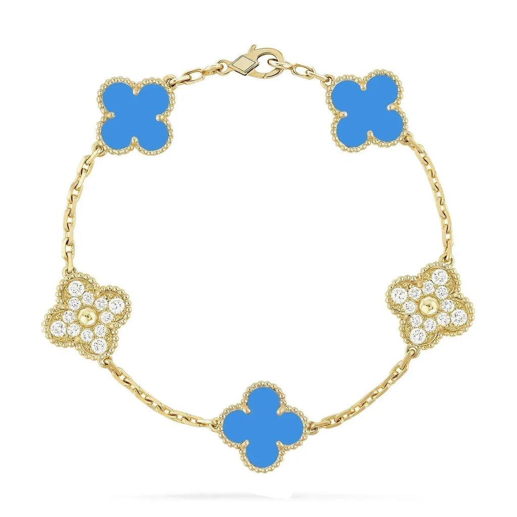 [Glow Jewelry] CLOVER 5 MOTIF BLUE AGATE BRACELET COLLECTION