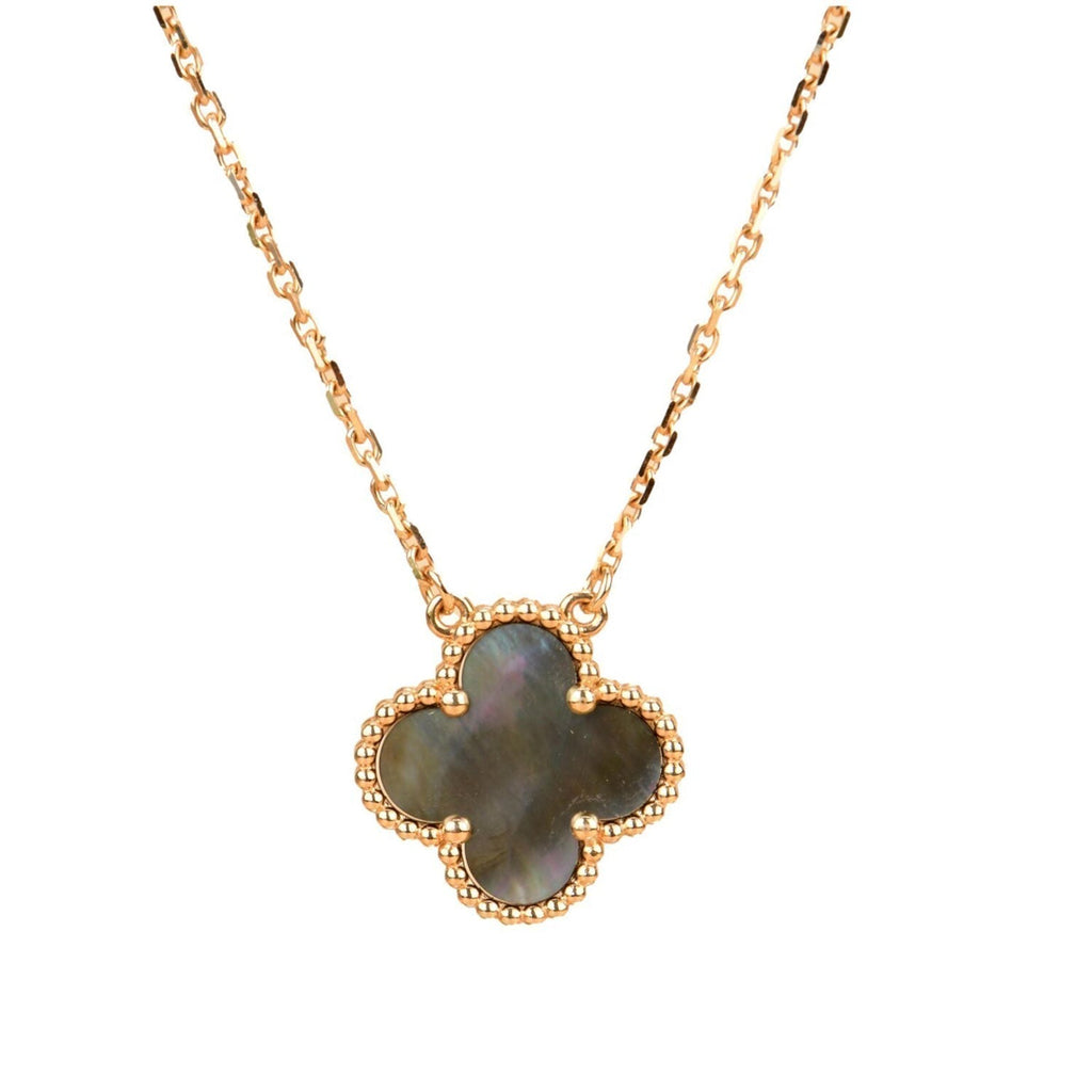 ¡®Glow¡¯CLOVER 15MM  GRAY MOTHER OF PEARL NECKLACE