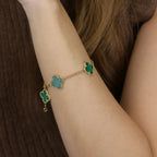 [Glow]New  CLOVER 5 MOTIF MALACHITE BRACELET COLLECTION