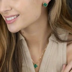 ¡®Glow¡¯CLOVER MINI 9.5MM MALACHITE  EARRINGS