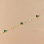 [Glow]New  CLOVER 5 MOTIF MALACHITE BRACELET COLLECTION