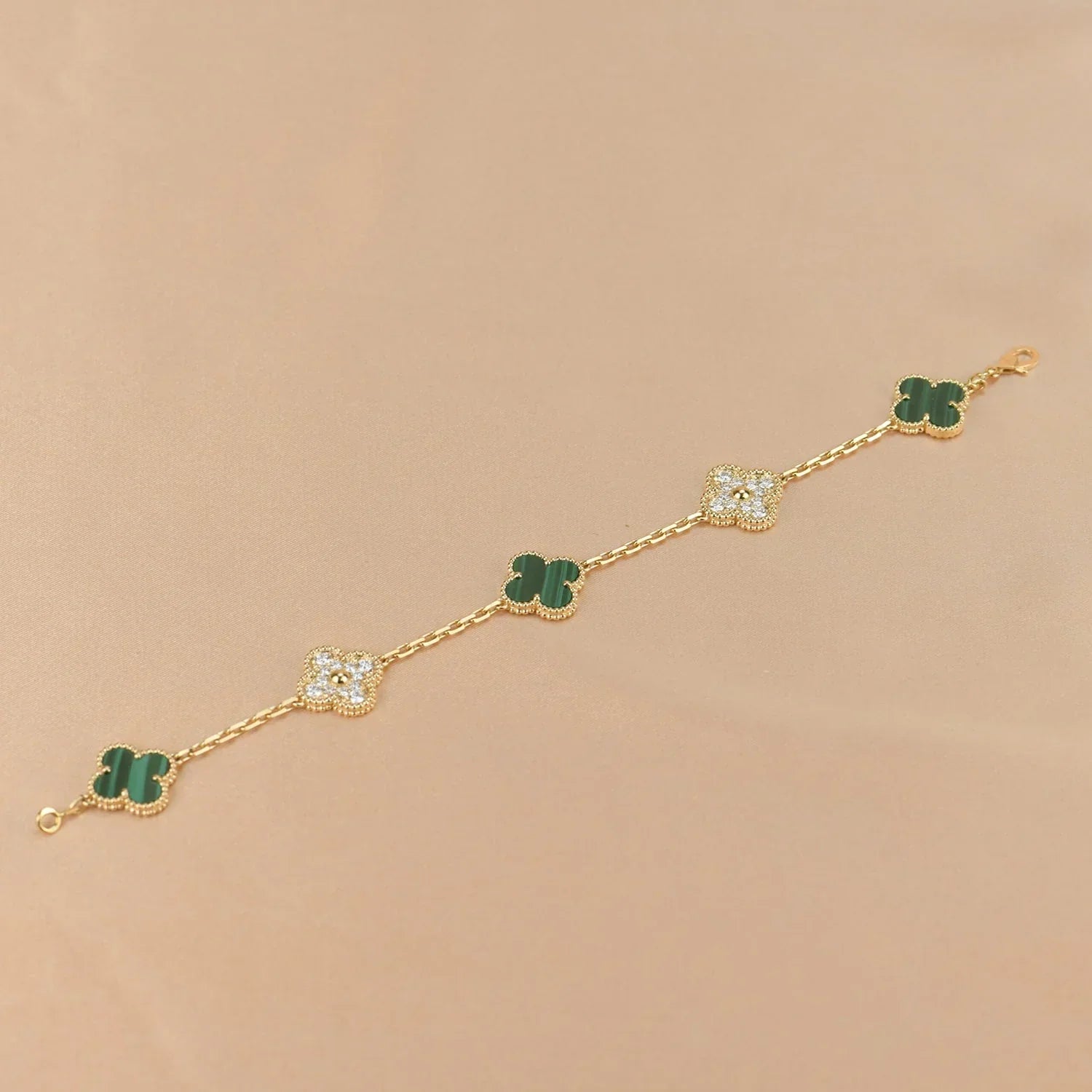 [Glow]New  CLOVER 5 MOTIF MALACHITE BRACELET COLLECTION