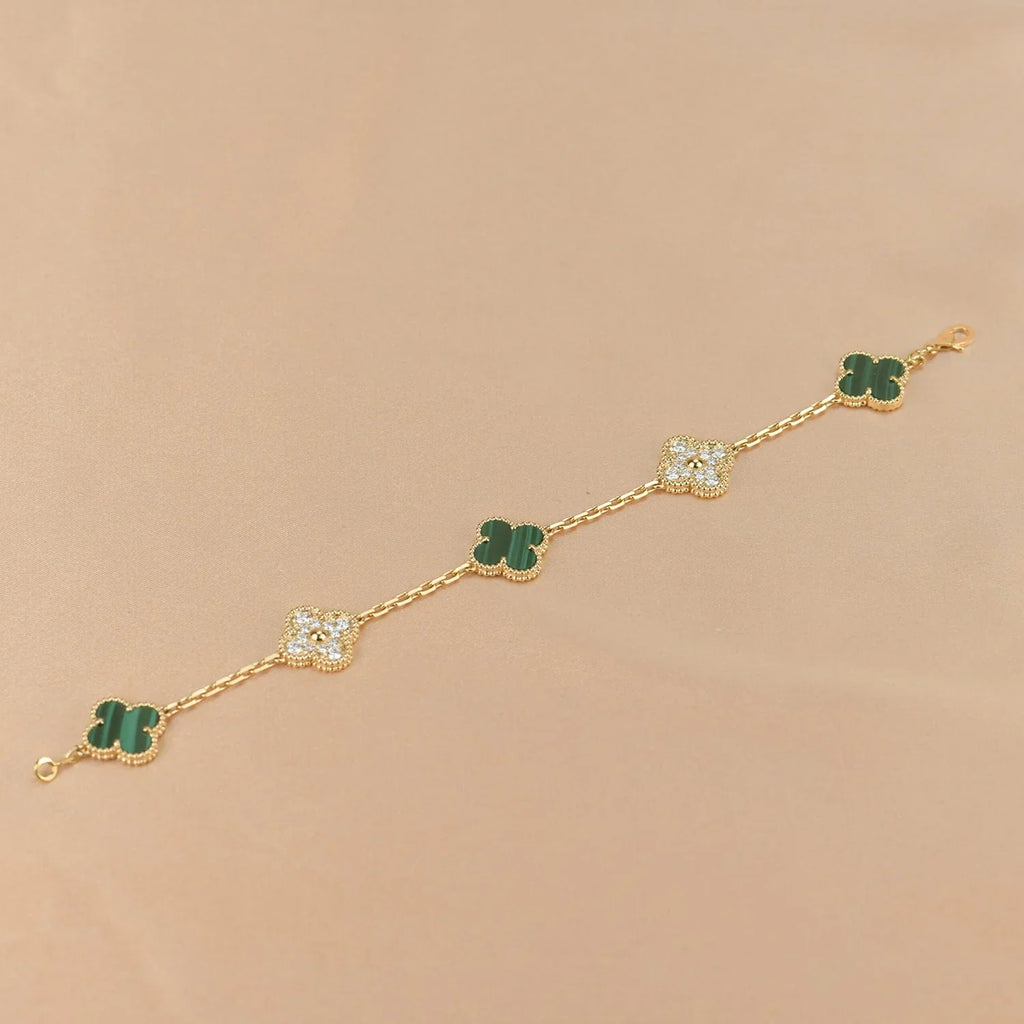 [Glow Jewelry] CLOVER 5 MOTIF MALACHITE BRACELET COLLECTION