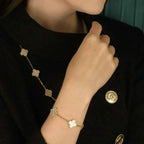 [Glow Jewelry]CLOVER WHITE PEARL MOP 5 MOTIF BRACELET COLLECTION