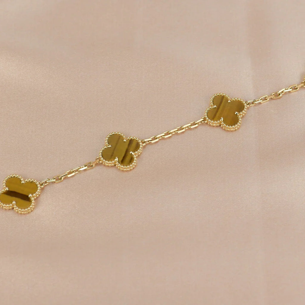[Glow Jewelry] CLOVER 5 MOTIFS TIGER EYE BRACELET COLLECTION