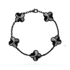 [Glow]New CLOVER 5 MOTIF BLACK BRACELET