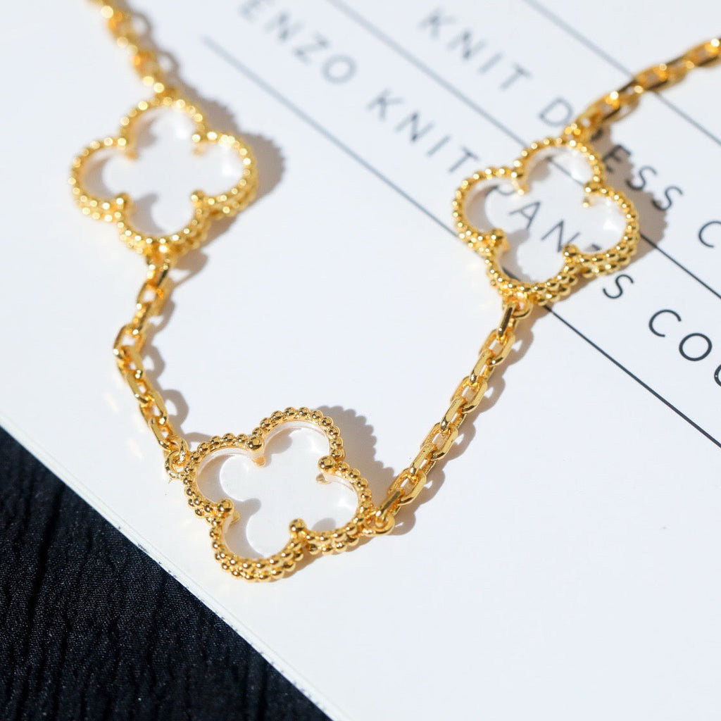 [Glow]New CLOVER 5 MOTIF ROCK CRYSTAL BRACELET