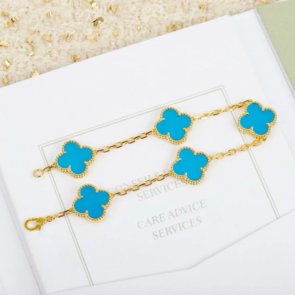 [Glow]New  CLOVER 5 MOTIF TURQUOISE BRACELET COLLECTION