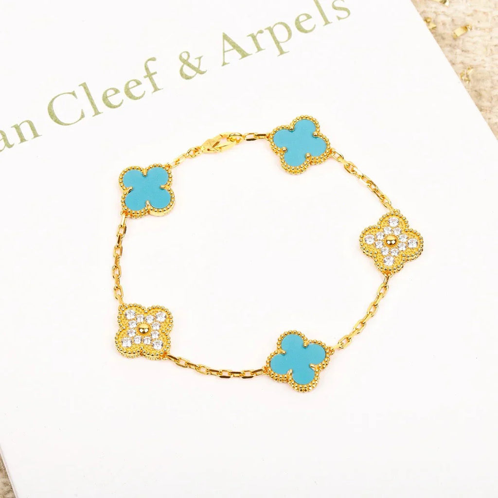 [Glow]New  CLOVER 5 MOTIF TURQUOISE BRACELET COLLECTION