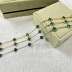 [¡®Glow¡¯]CLOVER 6 MOTIF MALACHITE BRACELET