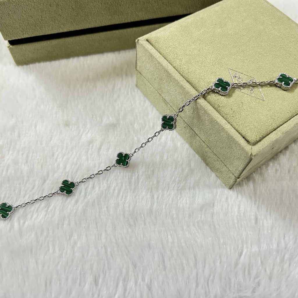 [¡®Glow¡¯]CLOVER 6 MOTIF MALACHITE BRACELET