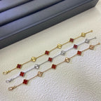 [¡®Glow¡¯]CLOVER 6 MOTIF RED AGATE LASER BRACELET