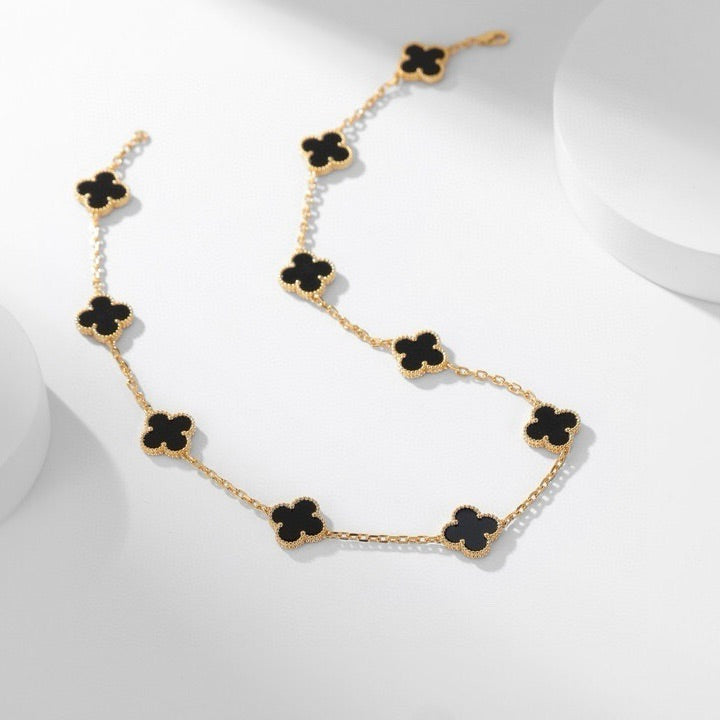 ¡®Glow¡¯CLOVER 10 MOTIFS ONYX NECKLACE