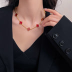 ¡®Glow¡¯CLOVER 10 MOTIFS CARNELIAN NECKLACE