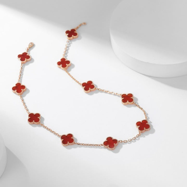 ¡®Glow¡¯CLOVER 10 MOTIFS CARNELIAN NECKLACE