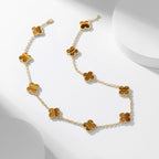 ¡®Glow¡¯CLOVER 10 MOTIFS TIGER EYE NECKLACE