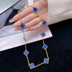 ¡®Glow¡¯CLOVER 10 MOTIFS BLUE AGATE NECKLACE