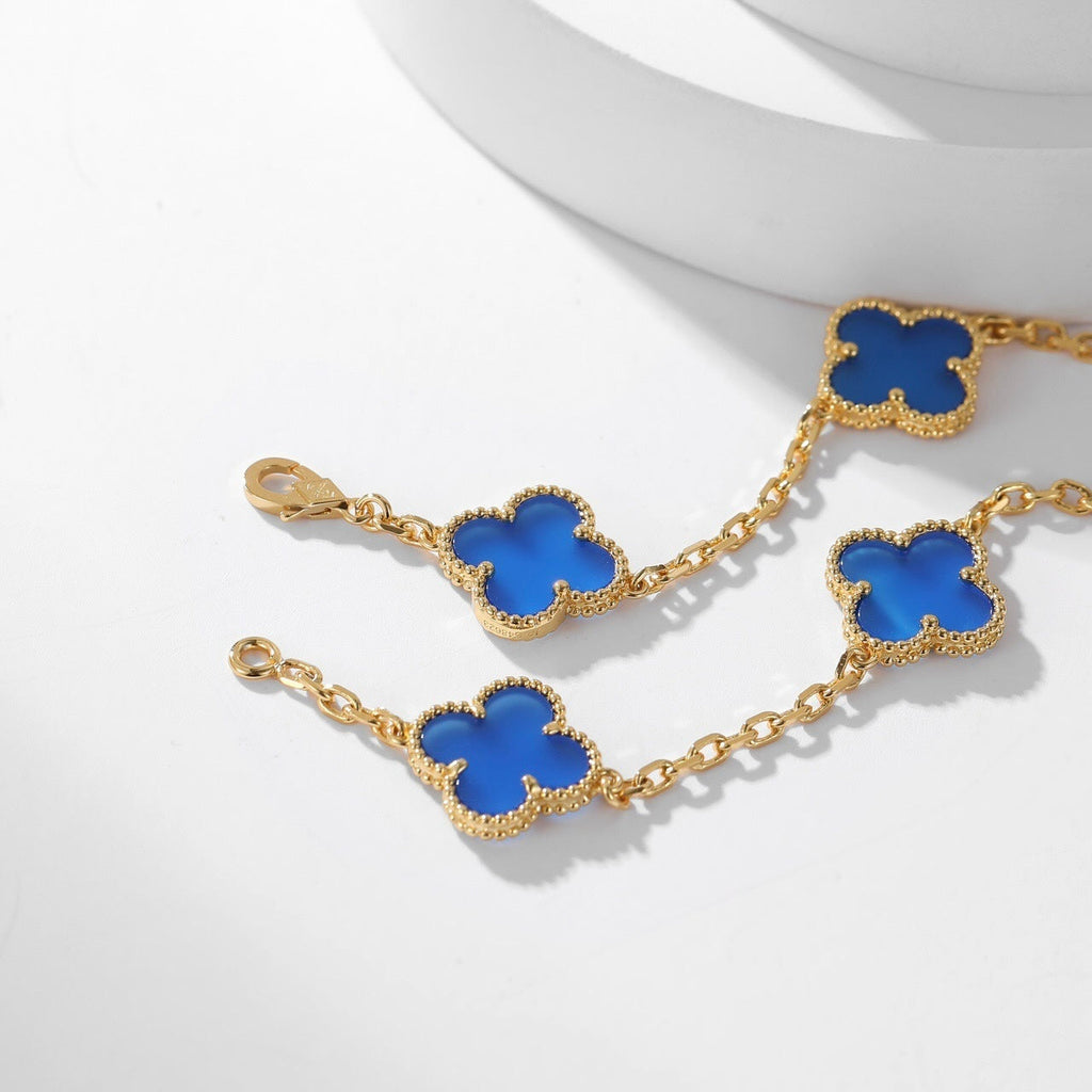 ¡®Glow¡¯CLOVER 10 MOTIFS BLUE AGATE NECKLACE