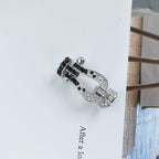 GlowFORCE LARGE HORSESHOE BLACK WHITE DIAMOND BRACELET SILVER
