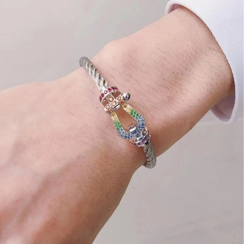 GlowFORCE LARGE HORSESHOE  COLORED DIAMOND BRACELET ROSE GOLD
