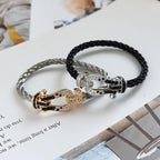 GlowFORCE LARGE HORSESHOE BLACK WHITE DIAMOND BRACELET ROSE GOLD