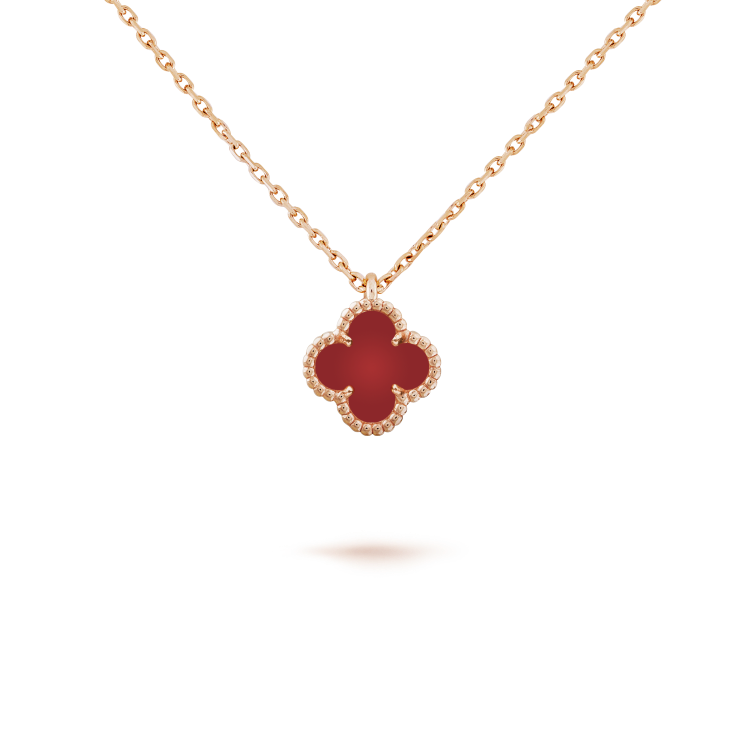 ¡®Glow¡¯CLOVER MINI 9.5MM WHITE CARNELIANS NECKLACE