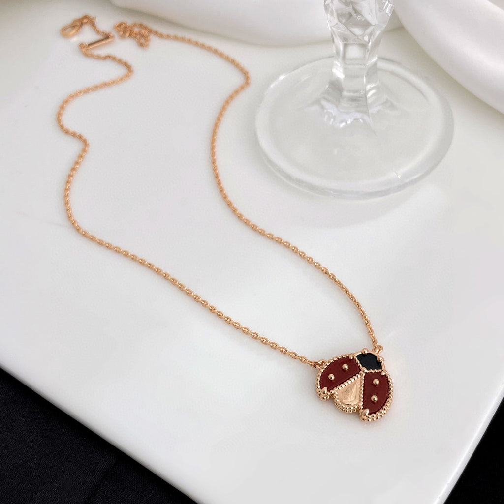 ¡®Glow¡¯LUCKY  CARNELIANS LADYBUG NECKLACE