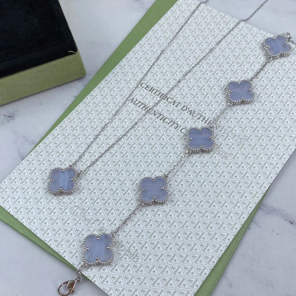 [Glow]New  CLOVER 5 MOTIF PURPLE CHALCEDONY BRACELET COLLECTION